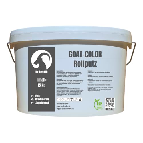 GOAT Rollputz - Streichputz 15kg | Innenbereich | für Wand und Decke | leicht zu Verarbeiten | weiß matt | gute...