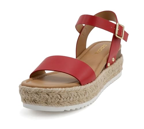 Image of Soda CLIP ~ Women Open Toe Ankle Strap Platform Espadrille Sandal