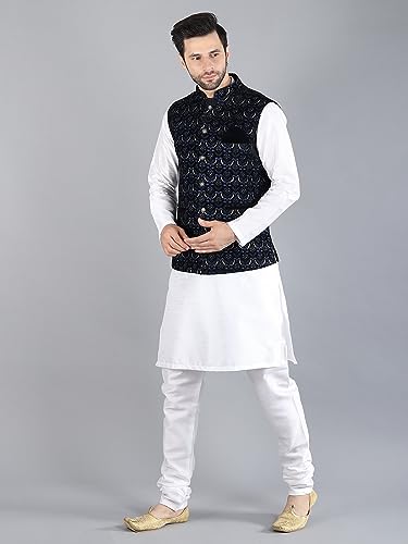 Image of Uri and MacKenzie Men's Silk Blend Kurta Pajama with Designer Ethnic Nehru Jacket /Modi Jacket