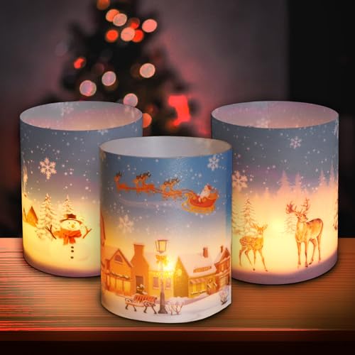 GEBETTER 12pcs Portavelas Decorativa Navidad 3 Estilos Portavelas Decoración Navideña para Mesa Portavelas de Te Navidad Porta Navideña para Candelitas