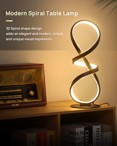 Jioodich. JLTL12B Set Of 2 Table Lamps, Led Touch Dimmable Spiral Desk Lamp thumb #4