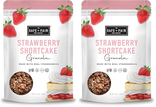 Image of Safe + Fair Strawberry Shortcake Granola - Gluten-Free, Dairy-Free & Vegan Snack - Allergen-Free, Non-GMO, and No Artificial Ingredients - 12oz (Pack of 2)