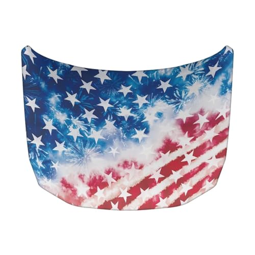 Image of American Flag Design Car Hood Cover Protector for SUV Sedans Trucks, Elastic Polyester Waterproof Sun-Proof Auto Hood Flag Patriotic Decorative Car Accessories
