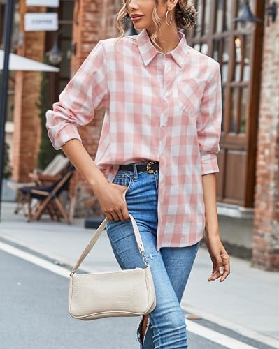 Image of SANGTREE Girls & Women's Long Sleeve Flannel Plaid Shirt Button Down Shirts, 3 Months - US 2XL