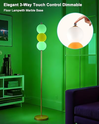 Image of Lightdot RGB Floor Lamp with Touch Control, Dimmable Globe Modern Standing Lamp, RGB&3000K Color Changing LED Floor Lamp Ambient Lighting, Orange Tall Lamp for Living Room Bedroom Gaming Corner Decor