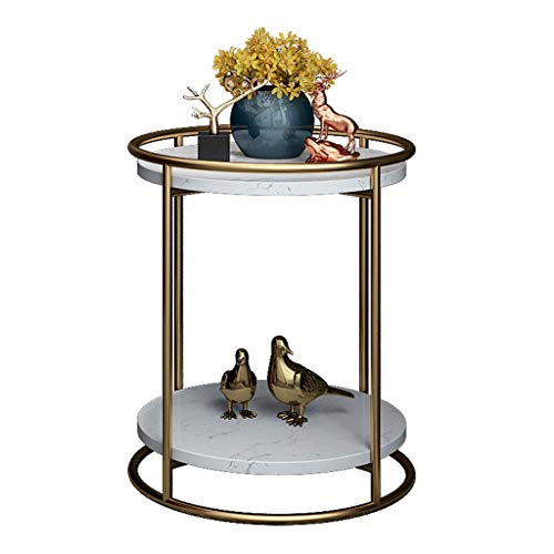 Petite table basse de balcon ronde avec étagère double pour petits espaces - 2