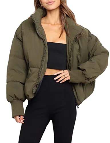 Amazon.com: InterNos Women's Winter Stand Collar Zip Puffer Jacket