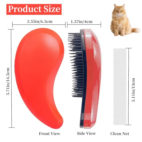 Image of Cat Brush for Shedding - Perfect Grooming Tool for Long-Haired Cats | Deshedding & Hair Remover for Indoor Pets (Orange)