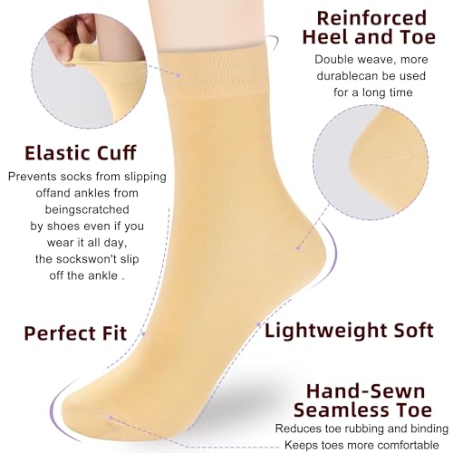 Image of Corlap Women's Thin Above Ankle Socks - 6Pairs Cotton Casual Bootie Dress Crew Socks