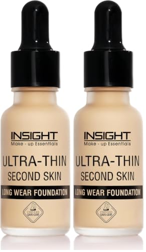 Image of INSIGHT Ultra-Thin Second Skin Foundation 20ml | Long Wear Liquid Matte, Waterproof, Full Coverage, Oil-Free, SPF 15, Lightweight Base - Sun Beige (Pack of 2)