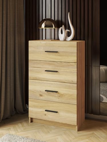 Meyvaser.com Ecommerce Company Sinfonier de 4 Cajones para Dormitorio, Acabado en Mauvella y Negro, Medidas: 60 cm (Largo) x 100 cm (Alto) x 34,4 cm (Fondo)