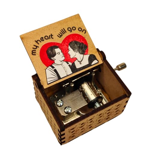 Image of Zesta Wooden Hand Cranked Collectable Engraved Music Box (Cant Help Falling in Love Black)