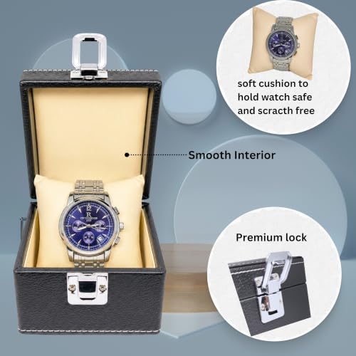 Image of ZAFCO Watch Box Organizer for Men and Women Single Slot Premium Luxury PU Leather Watch Display Case Portable for Travelling Gift Bracelet Jewellery Box Black