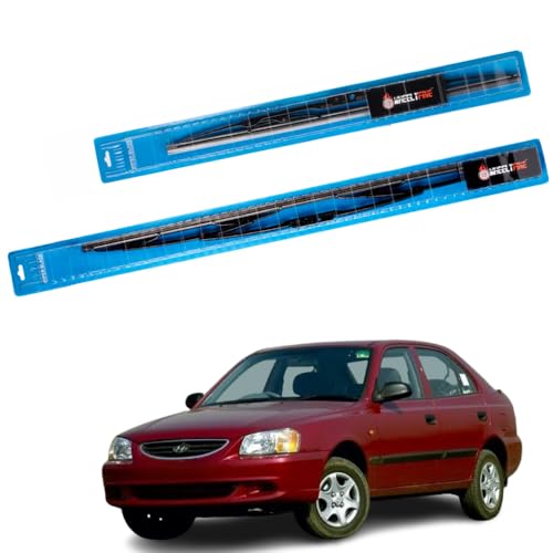 Image of Windshield Car Wiper Blades Metal Frame Water Repellant Cleaning Wiper Blades Refills Best for Hyundai Accent Viva (2004 Onwards) Dr 20 inch /Pa 18 inch