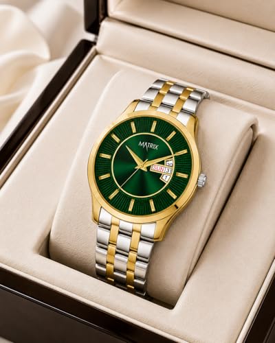 Image of Matrix Luxury Style Men's Analog Watch | Two Tone Chain Strap Watch with Day Date Feature | for Men & Boys