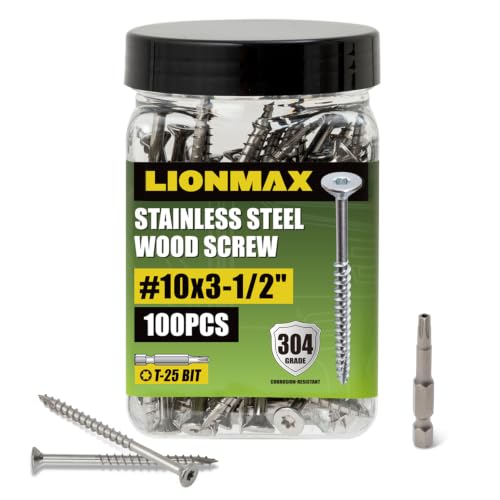 Image of LIONMAX #10x3-1 /2 Inch 304 Stainless Steel Deck Screws, Wood Screws, 100PCS