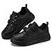 DSWED Black Kids Tennis Shoes for Boys Girls Leather wear Athletic Fashion Sneakers Running Shoes Big Kid Size 4 M US