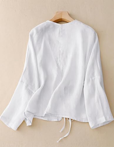 Image of IDEALSANXUN Womens Casual Spring Summer Lightweight Cotton Linen Jackets Cardigan Tops