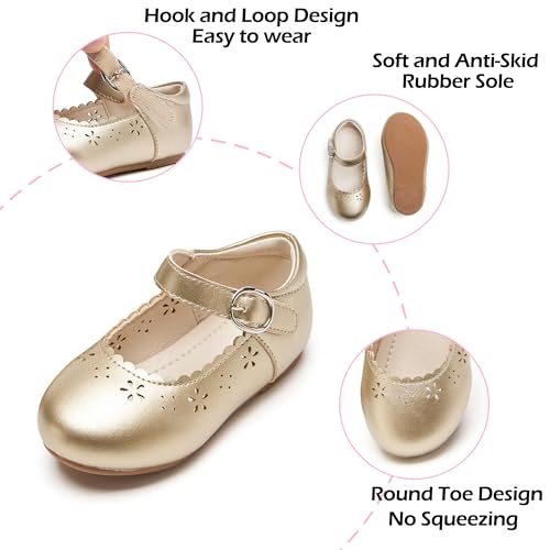 Image of PHIRAMIN Toddler Flower Girl Dress Shoes - Little Girl Mary Janes Flats Wedding