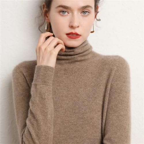 Wvapzxx Women Winter 100% Pure Cashmere Sweaters Turtleneck Knit Pullovers Solid Color Basic Jumper2