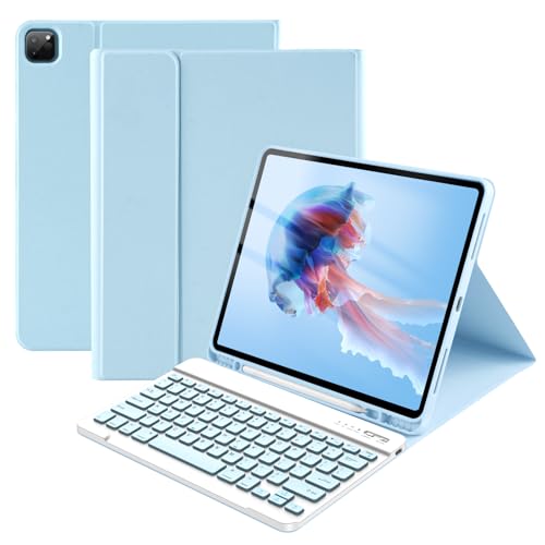 Image of Compatible for iPad Pro 12.9 inch 2022 Case with Keyboard Thin & Light for iPad Case Keyboard for iPad Pro 12.9 inch 6th /5th /4th /3rd (2022-2018) Generation, Bluetooth Detachable Keyboard Blue