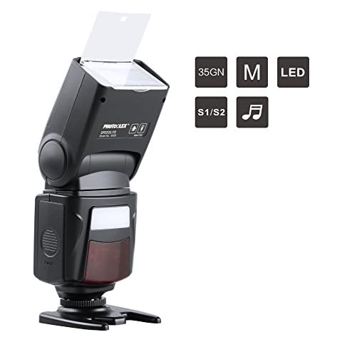 PHOTOOLEX M500 Flash Speedlite for Canon Nikon Sony Panasonic Olympus Fujifilm Pentax Sigma Minolta Leica and Other SLR Digital SLR Film SLR Cameras and Digital Cameras with Single-Contact Hot Shoe Cover