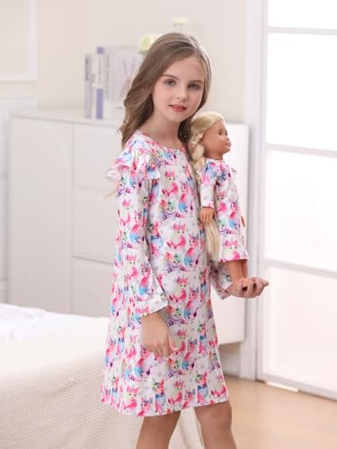 Bow Dream Toddler Girls Casual Party Dress Cute Cartoon Kids Dress Party Birthday White Cat3