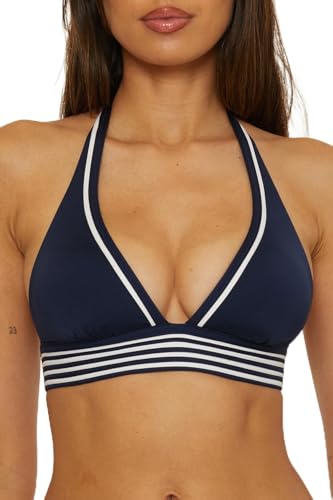 Trina Turk Women's Monaco Pleated Halter Bikini Top, Adjustable, Tie Back, Swimwear Separates