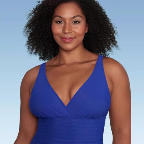 Aqua Green Women's UPF 50 Waist Detail Over The Shoulder One Piece Swimsuit -2