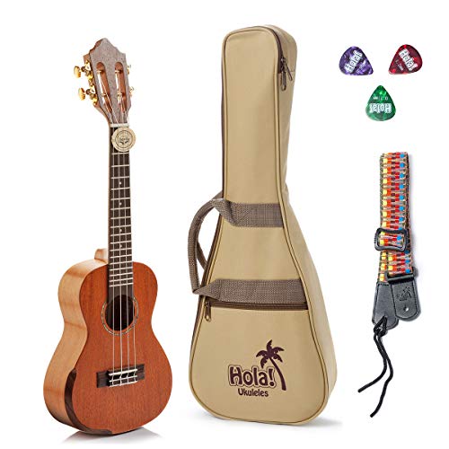 Concert Ukulele Professional Series by Hola! Music (Model HM-424SMM+), Bundle Includes: 24 Inch
