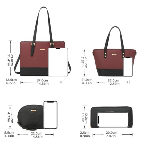 Image of Women Fashion Handbags Tote Bag Shoulder Bags Top Handle Satchel Purse Set