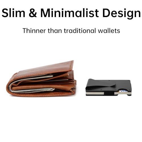 Carbon Fiber Minimalist Wallet for Men Credit Card Holder Money Clip & Cash Strap Slim RFID Mens Wallets(Matte Carbon Fiber)4