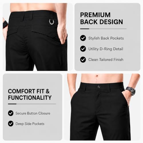 Image of TAGDO Men's Casual Trousers | Casual Pants | Cotton Pant for Men | Multi-Pocket Travel & Hiking Wear | Regular Fit | Utility D-Ring (2056)
