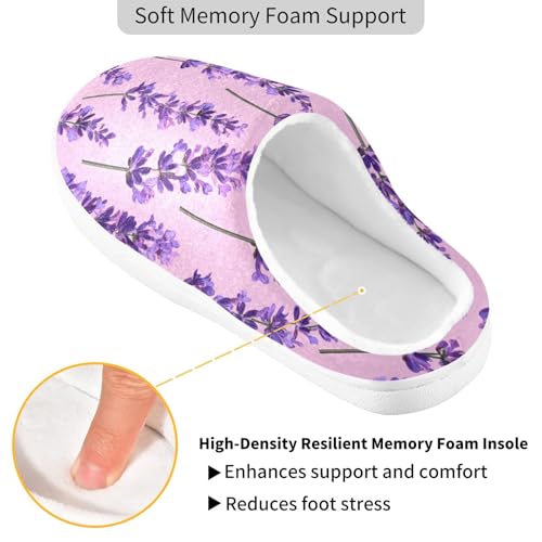 JUNZAN Sweet Lavender Hot Pink Mens Cotton Slipper Wide Memory Foam Hotel Slippers for Travel Christmas Presents 6-72