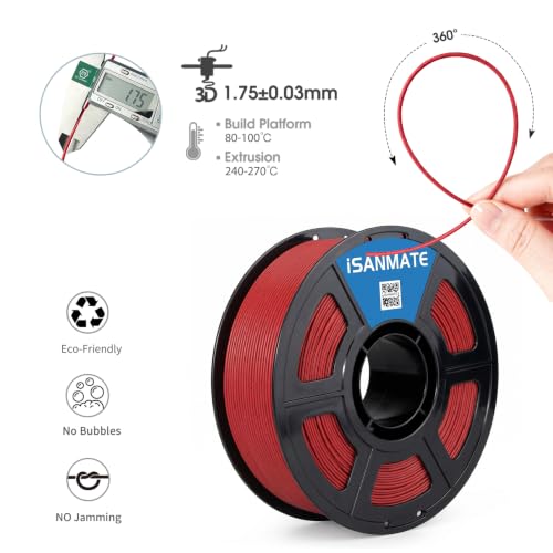 Image of iSANMATE 3D Printer Filament ASA Marble Red Granite, UV & Weather Resistant ASA Filament Perfect for Outdoor Functional Parts, for Bambu Lab 3D Printers,AMS,AMSLite, 1kg Spool (2.2lbs)