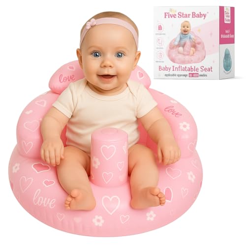 Inflatable-Baby-Seat-Sit-Me-Up-Floor-Seat-for-Babies-3-Months-Up-Portable-Inflatable-Baby-Chair-Ideal-for-Babies-Learning-to-Sit-Perfect-Upseat-Baby-Seat-for-Playtime-Pink