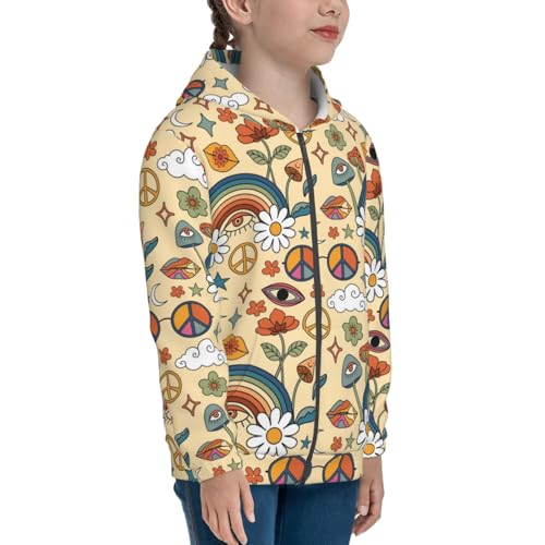 70s Hippie Style Kids Pullover Hoodies Boys Zip Up Sweatshirts Girls Athletic Clothes with Pocket4