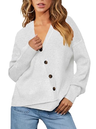 Womens 2025 Fall Casual Long Sleeve Open Front Button Sweaters Loose V Neck Knit Ribbed Cardigan Outerwears