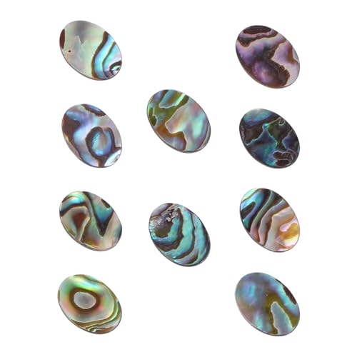 Cabilock Pièces de Bijoux en Coquillage Ormeau Ovales 10 X 14 Mm Colorées, 10 Pièces pour Accessoires Boucles d'oreilles, Colliers DIY, Ornements Légers...