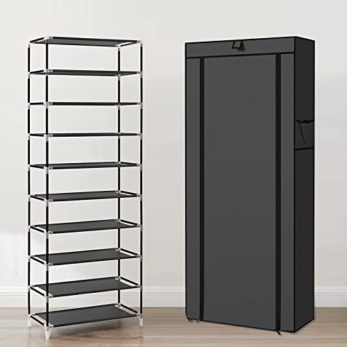LANTUS Rangement Armoire étagères à Chaussures 10 Couches Meubles à Chaussures avec Housse...