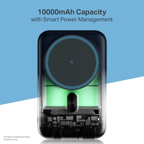 Image of boAt EnergyShroom PB331 (Magsafe) 10000mAh Magnetic Wireless Powerbank, 15W Wireless & 22.5W Wired Charging for (iPhone 16, 15, 14, 13 & 12, Android & Other Qi Enabled Devices)(Deep Blue)