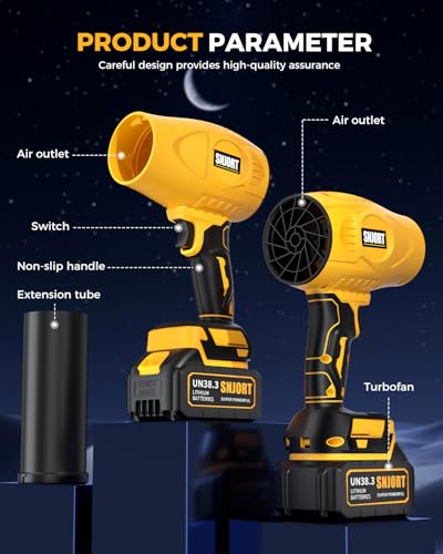 Leaf Blower Cordless with Battery and Charger, 800,000 RPM, Lightweight Handheld Design,Blower for Patio Cleaning,car Blowing Water, Lawn Care, Blowing Leaves and Dust (Bright Yellow)