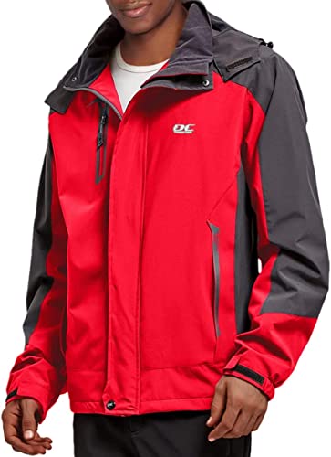 Diamond Candy Men's Hooded Waterproof Jacket Lightweight Rain Jacket Outdoor Casual Sportswear Red Diamond Candy Men's Hooded Waterproof Jacket Lightweight Rain Jacket Outdoor Casual Sportswear Red