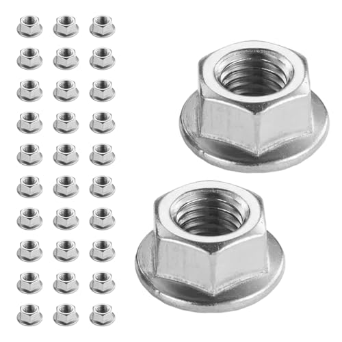 Flewdart 30pcs tuerca brida dentada M8 de 304 acero inoxidable, tuerca hexagonal para tornillos ø 5mm Din 6923 / Iso 4161, M5/M6/M8/M10/M12/M14(M8 30pcs)