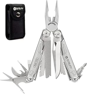 BIBURY Multitool, 19-in-1 Stainless Steel Multi Tool with Fold-able Pliers, Screwdriver Sleeve, Scissors, Nylon Pouch, Muti-tool for Camping Survival Hiking Hunting Repairing, Gifts for Him