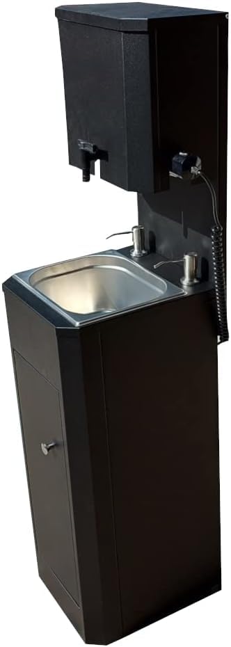 Mobile Wash Basin NRc. Hand Wash Basin Hot Water Sink Washbasin Spout for Construction Sites Imp Centres Catering etc. Portable Device Fresh Water Tank 10L Black