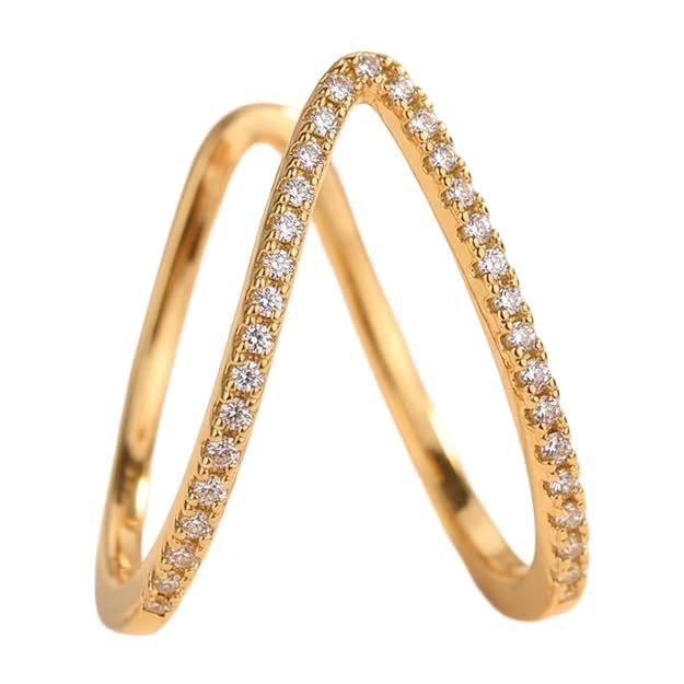 Minimal Gold Plated Crystal Wave Ring for Women Adjustable Open Band Fashion Jewelry Stylish Daily Wear Accessory-image-29