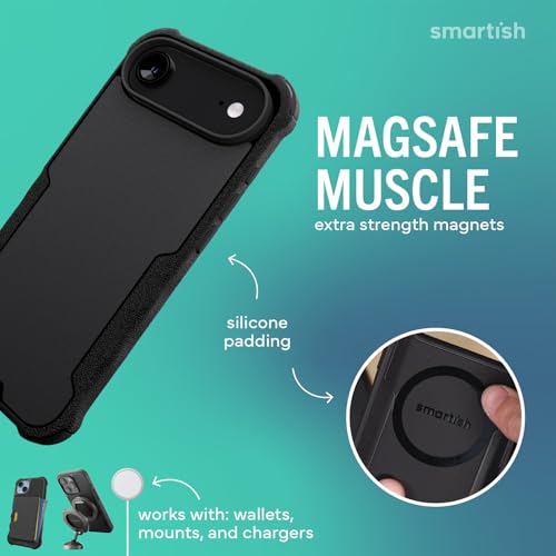 Image of Smartish iPhone Air MagSafe Case + Screen Protector - Magnetic Protective Case - Heavy Duty Armor Cover + 2-Pack Tempered Glass Screen Protectors for Apple iPhone Air - Black Tie Affair