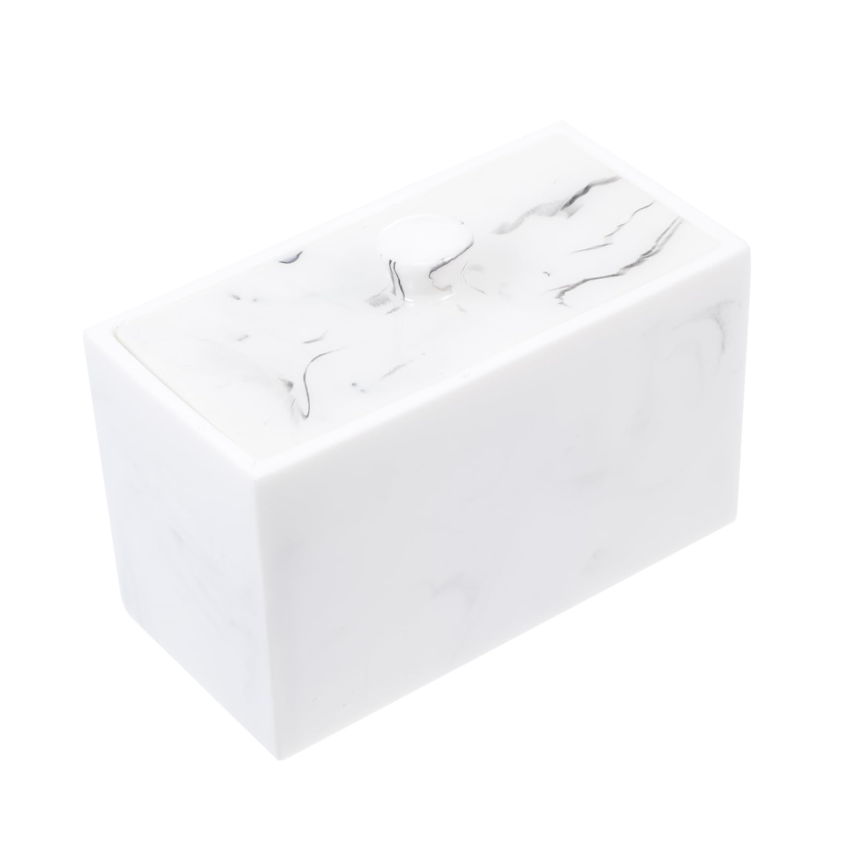 HOOTNEE Box Earbud Holder Make up Sponge Holder Marble Vanity Storage Makeup Sponges Storage Container Small Stand Beauty Sponge Holder Cotton Pad Container Desk Dispenser White Resin