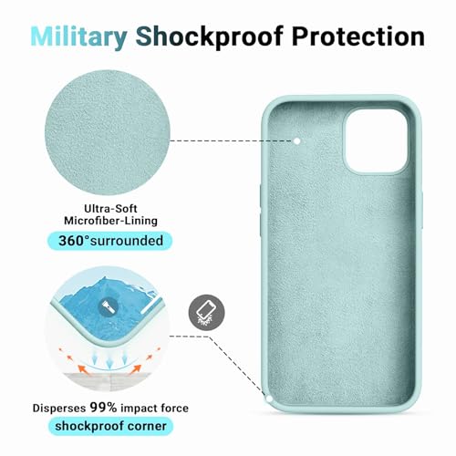 Image of Premium Liquid Silicone Case for iPhone 12 & 12 Pro - Slim Full Body Protective Back Cover with Soft Microfiber Lining, Anti-Slip Grip Scratch Resistant Phone Case(Aqua)